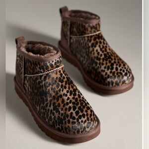 NEW UGG® Classic Ultra Mini Caspian Boots in Leopard Burnt Cedar Womens 8 Cozy